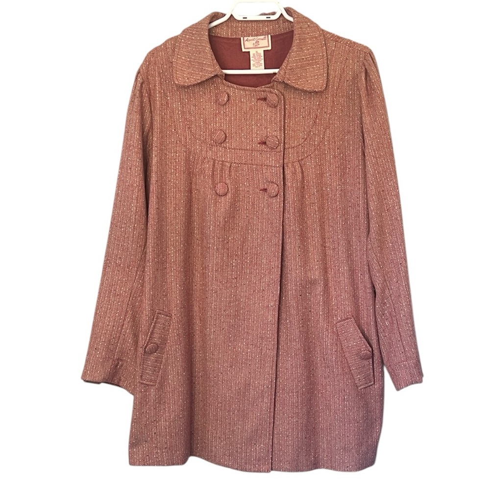 April Cornell Peacoat Tweed Wool Blend Dusty Rose Women’s Size XL